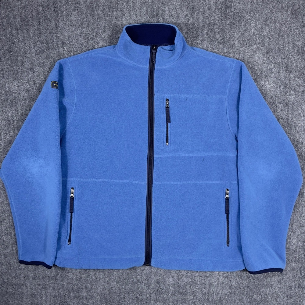 Polo Sport Fleece Jacket Mens XL Blue Polartec Full Zip Mock Neck Logo Patch
